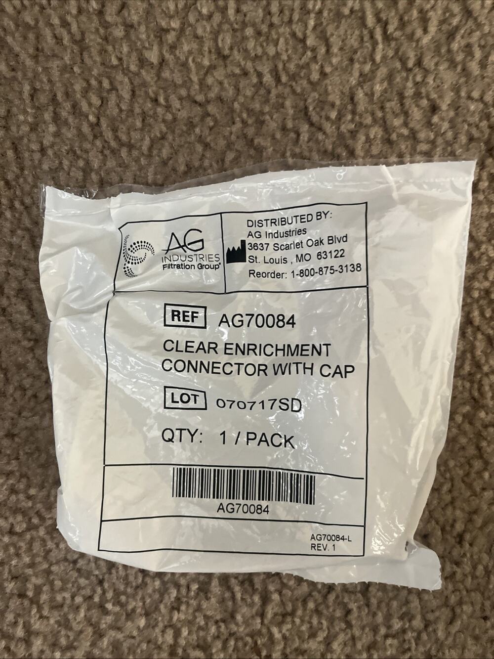AG Clear Enrichment Connector with Cap AG70084